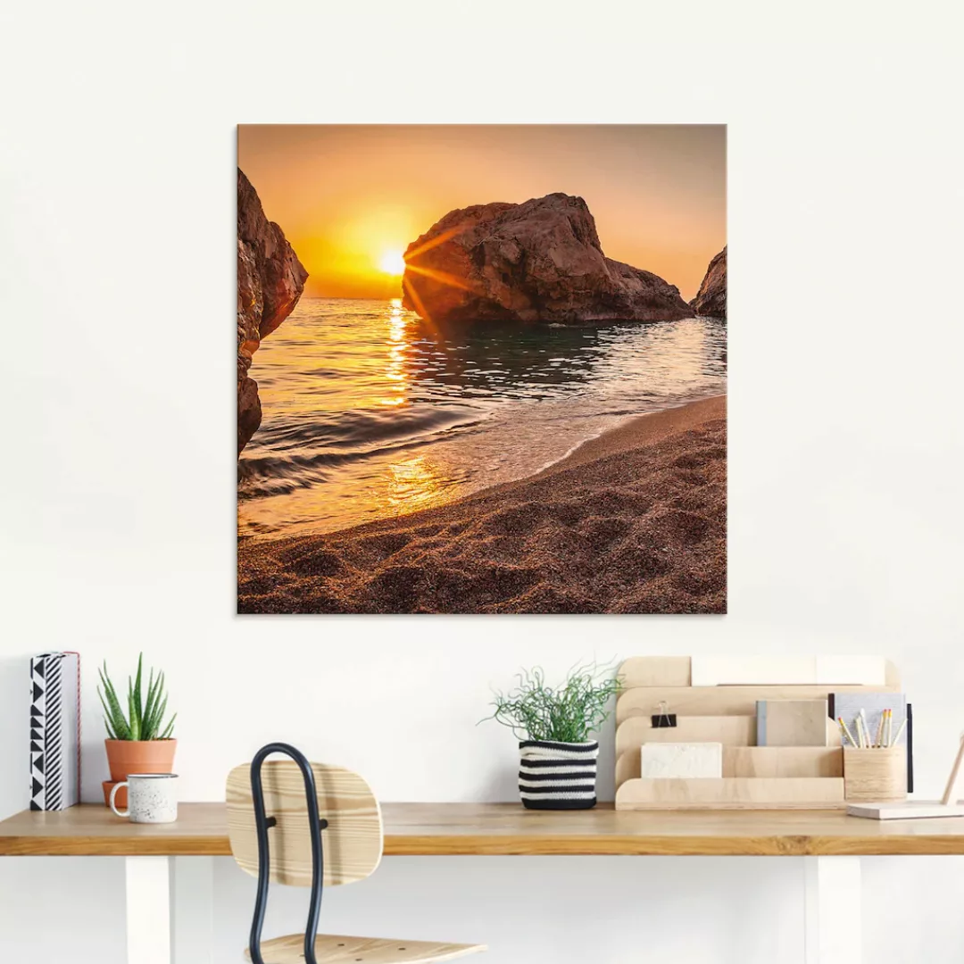 Artland Glasbild "Sonnenuntergang und Strand", Strand, (1 St.), in verschie günstig online kaufen