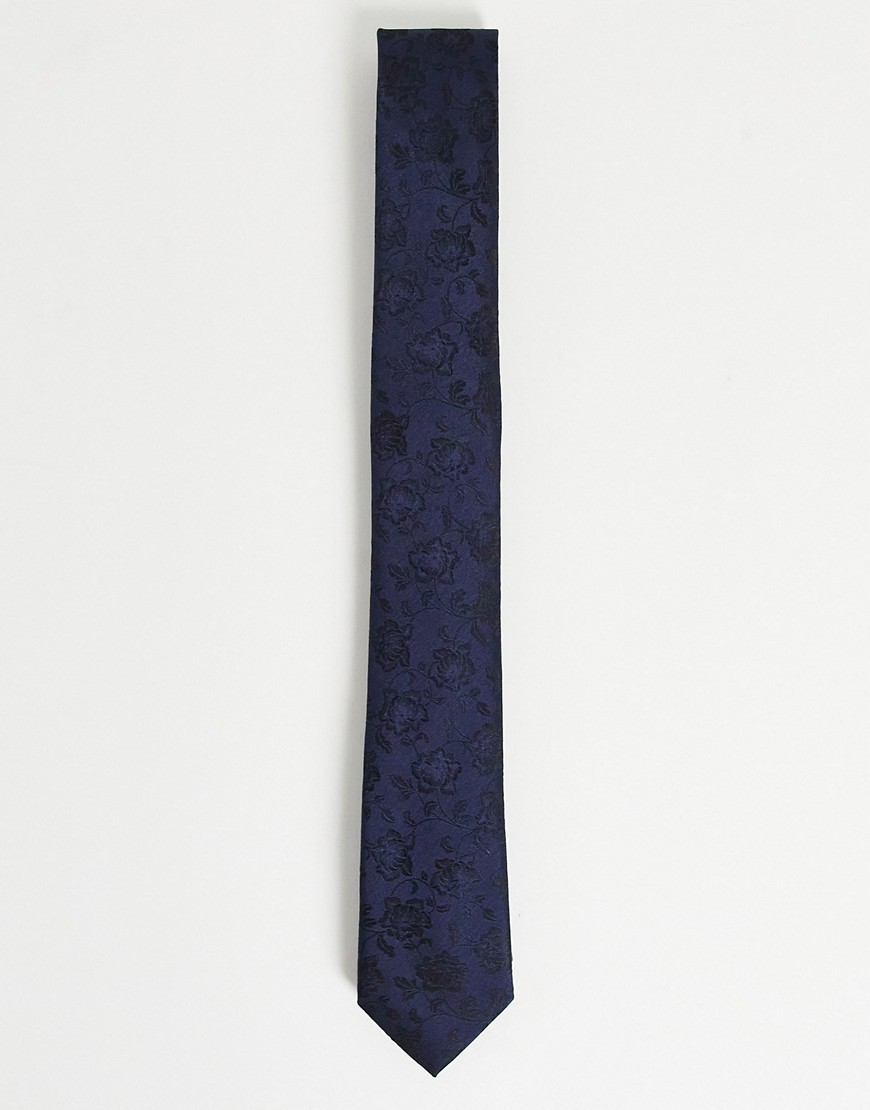 French Connection – Geblümte Krawatte in Marineblau günstig online kaufen