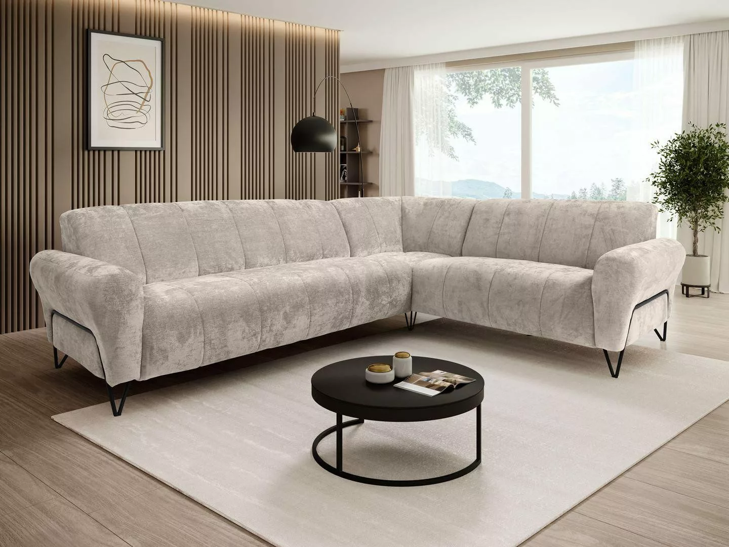 Beautysofa Ecksofa mit Metallbeine in schwarzer günstig online kaufen