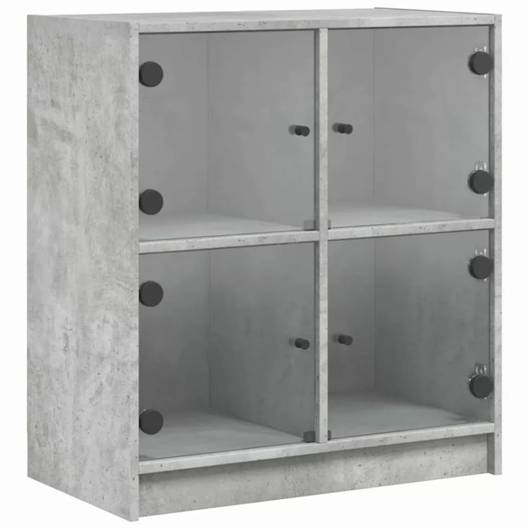 vidaXL Beistellschrank Beistellschrank mit Glastüren Betongrau günstig online kaufen