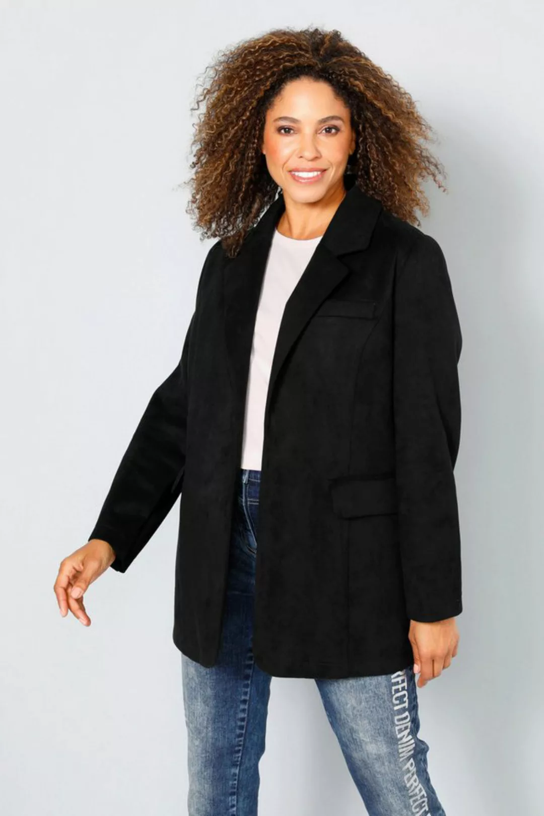 MIAMODA Blusenblazer Blazer Revers Langarm bedrucktes Futter günstig online kaufen