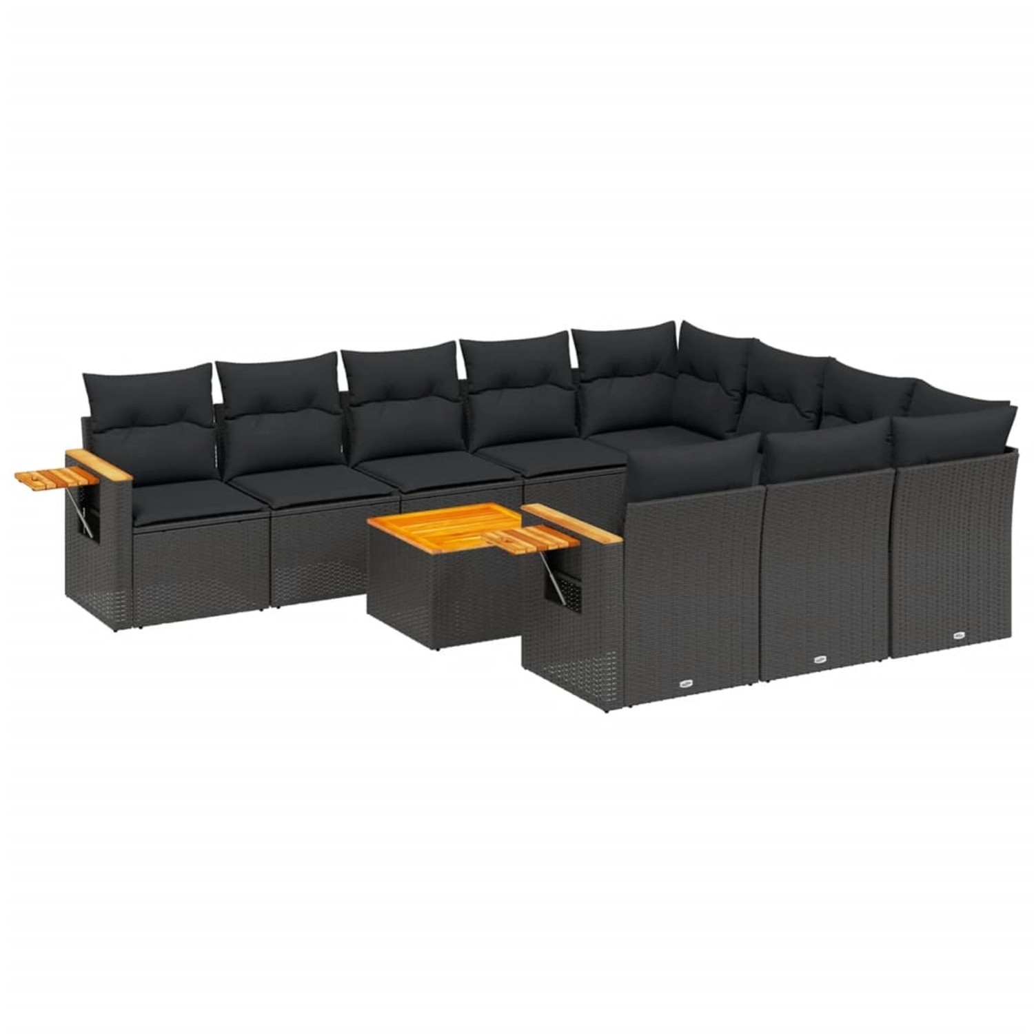 vidaXL 11-Tlg Garten-Sofagarnitur mit Kissen Schwarz Poly Rattan 3227182 günstig online kaufen