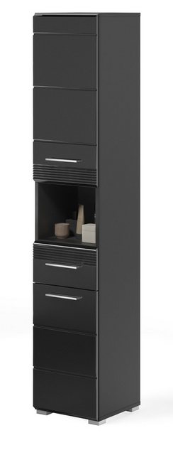 Inn.Furn Hochschrank Leon (Badschrank in schwarz 2-türig mit Schublade, 30 günstig online kaufen