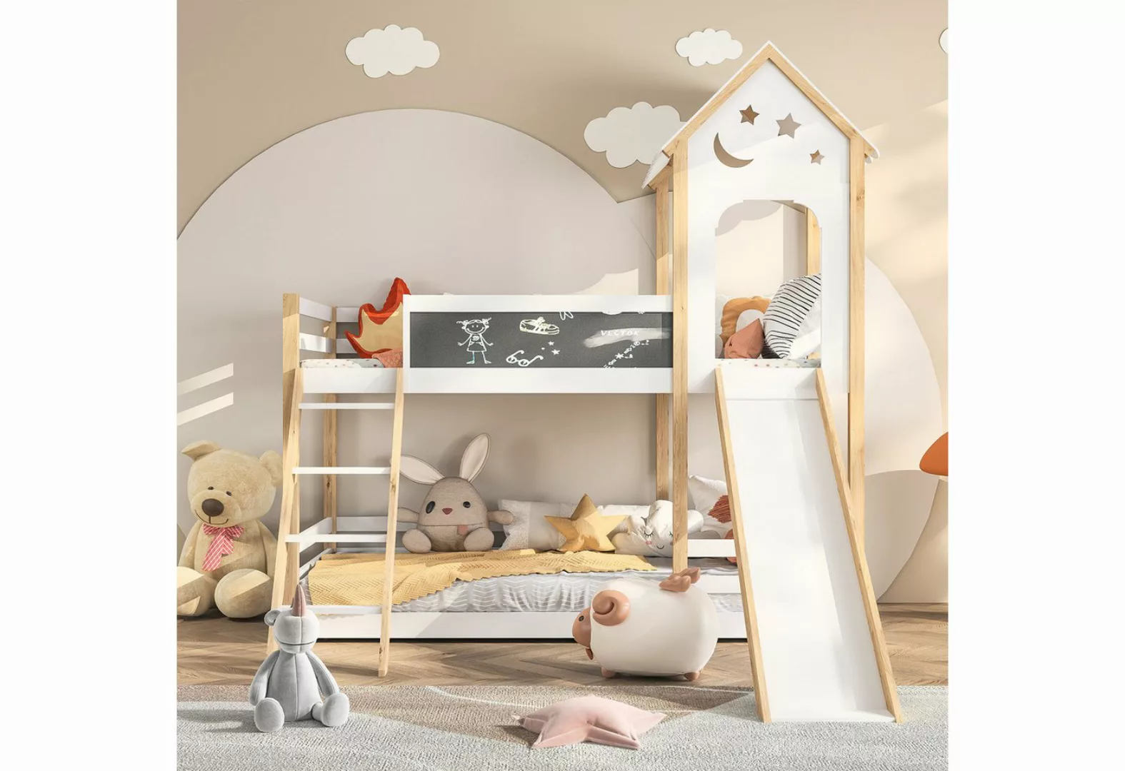 Furnishings Home Etagenbett Kinderbett Hochbett Stauraumbett (Rausfallschut günstig online kaufen