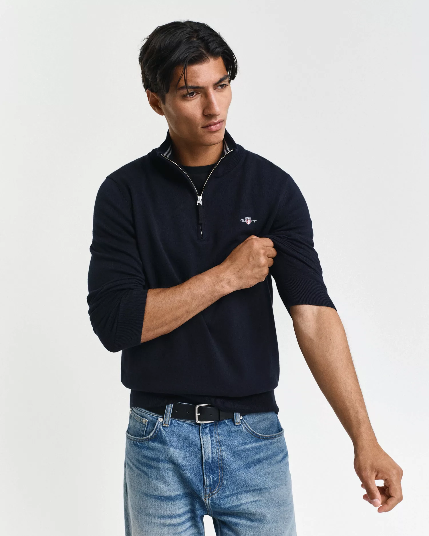 Gant Troyer "CLASSIC COTTON HALF ZIP", mit gerippten Details günstig online kaufen