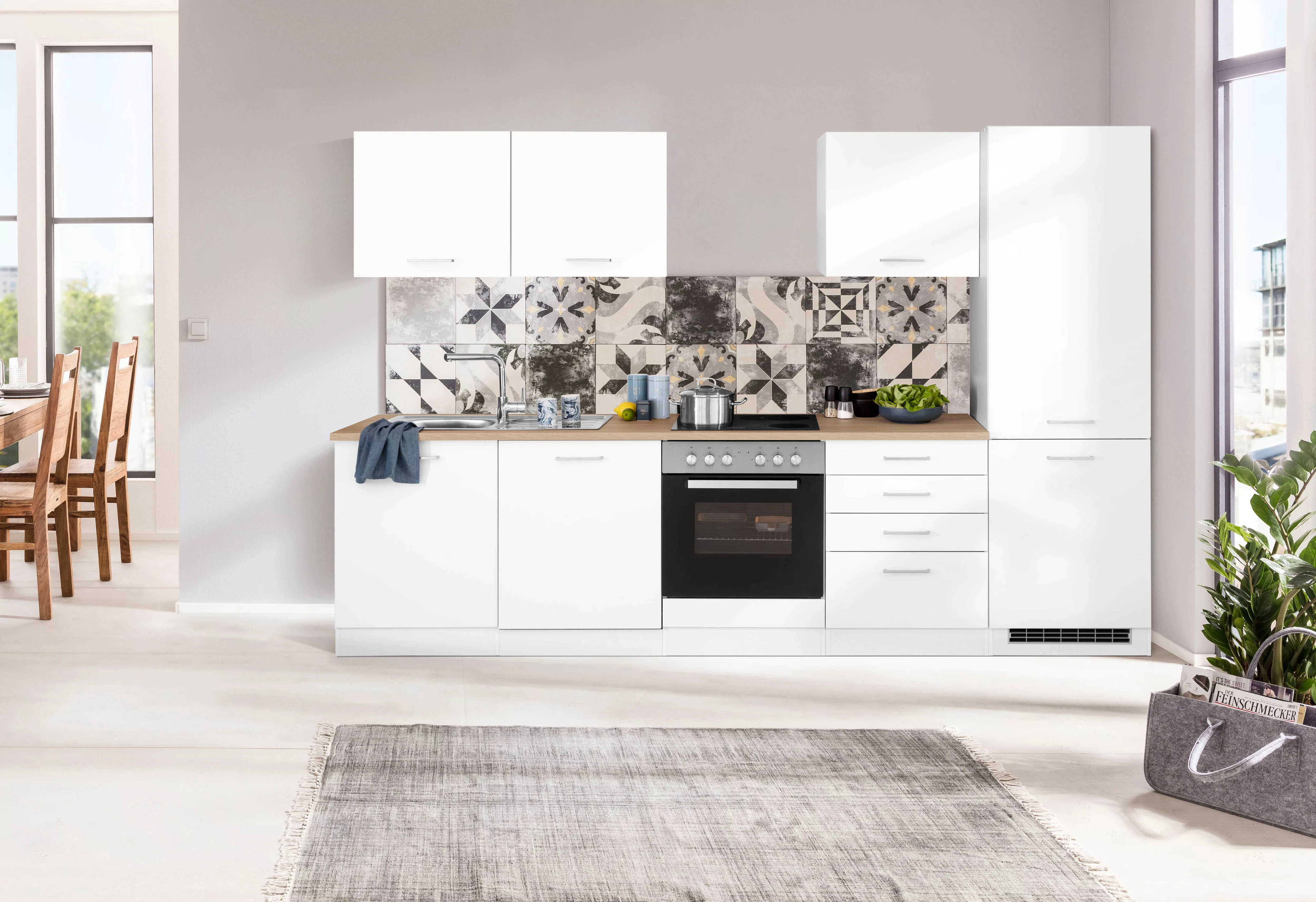 HELD MÖBEL Küchenzeile "Visby", ohne E-Geräte, Breite 300 cm, für Kühl/Gefr günstig online kaufen