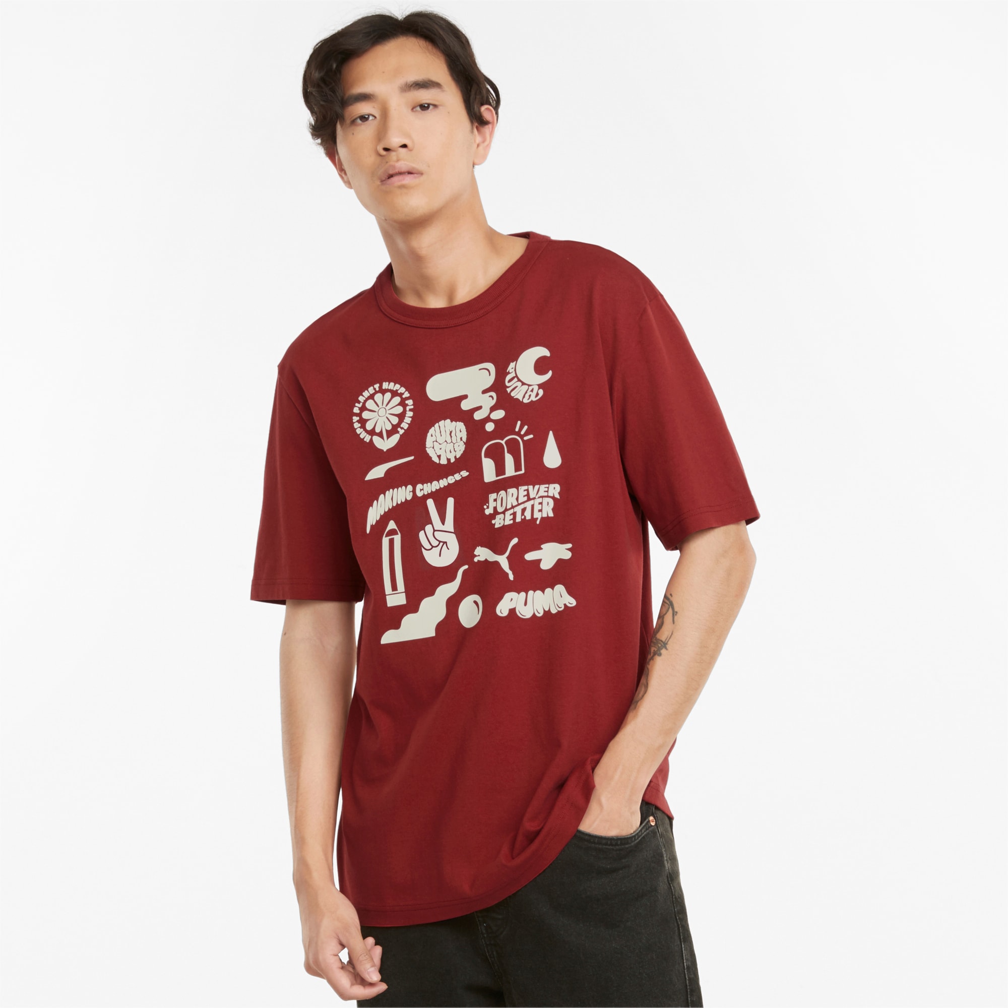 PUMA Downtown T-Shirt mit Grafik | Mit Aucun | Rot | Größe: XXL günstig online kaufen