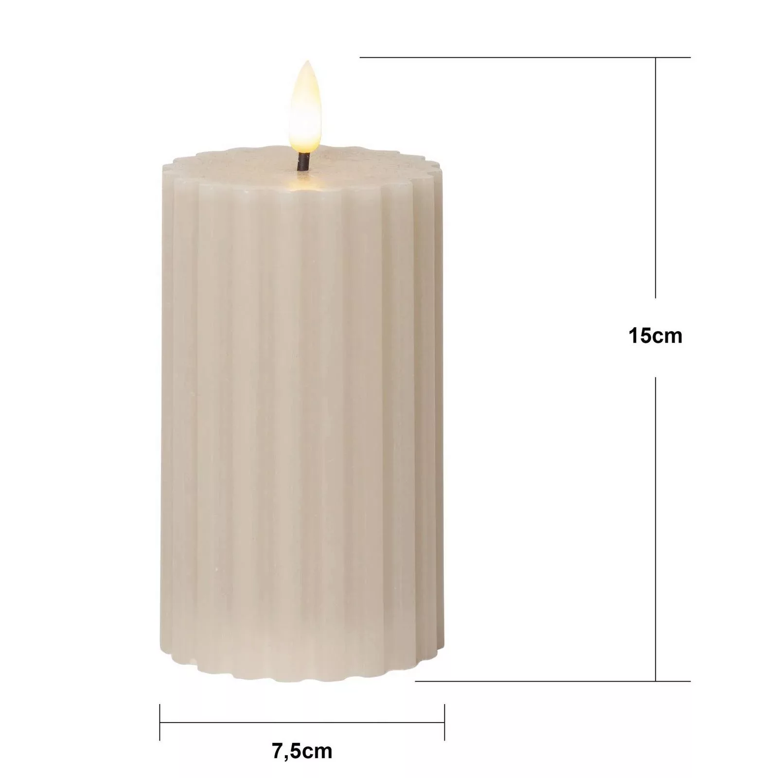 LED Wachskerze Flamme Stripe in Beige 0,02W günstig online kaufen