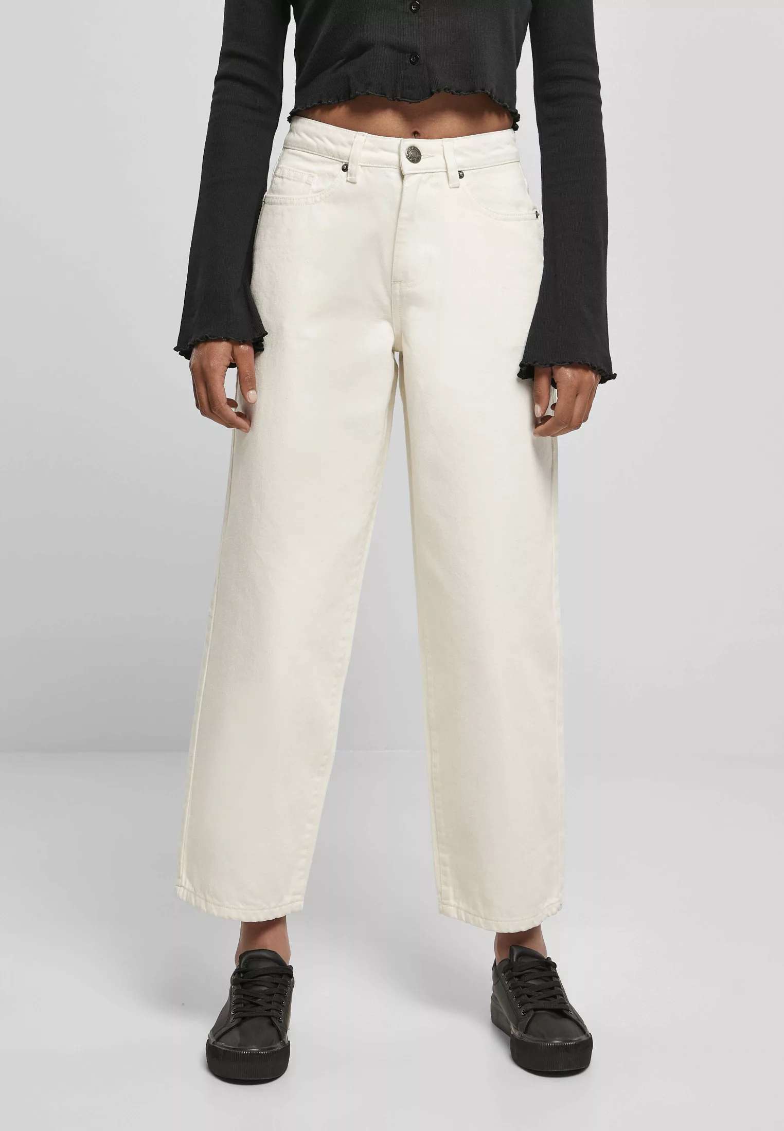 URBAN CLASSICS Bequeme Jeans "Damen Ladies High Waist Wide Leg Cropped Deni günstig online kaufen