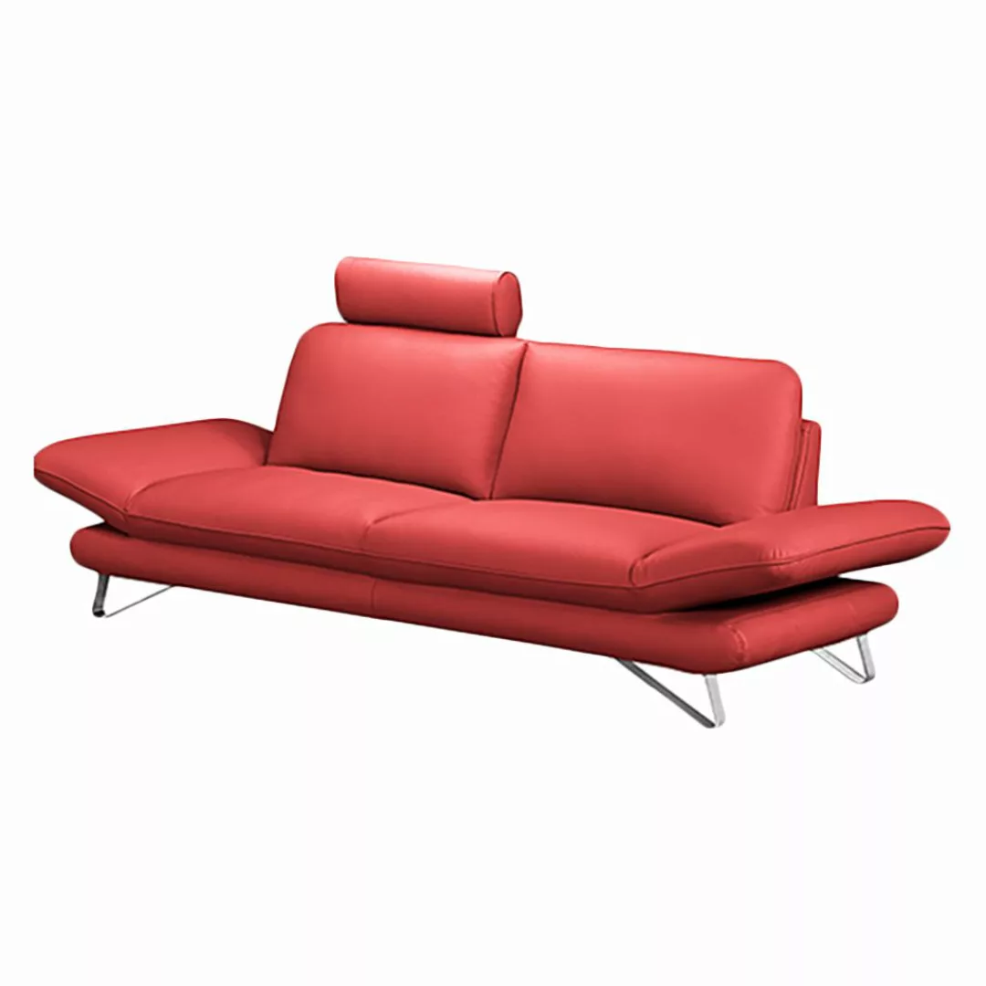 home24 Fredriks Sofa Enzo 2,5-Sitzer Kaminrot Echtleder 215x83x95 cm (BxHxT günstig online kaufen