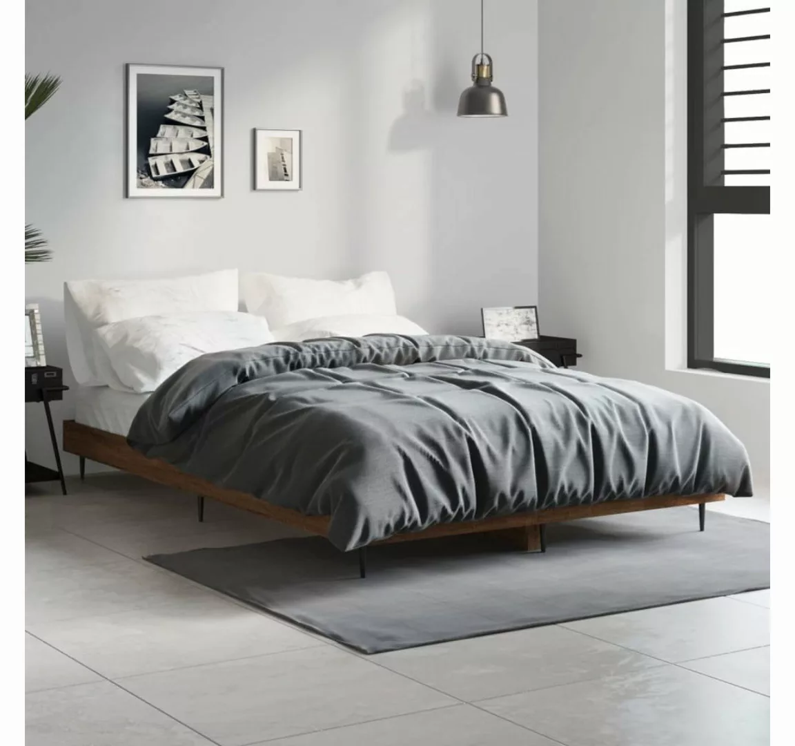 furnicato Bett Bettgestell Braun Eichen-Optik 120x190 cm Holzwerkstoff günstig online kaufen