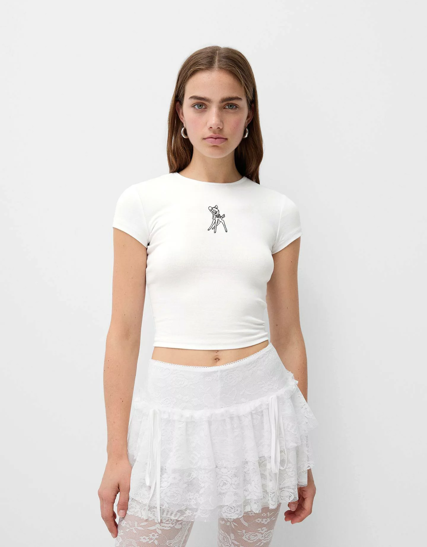 Bershka T-Shirt Disney Bambi Mit Kurzen Ärmeln Damen 10-12 Grbrochenes Weis günstig online kaufen