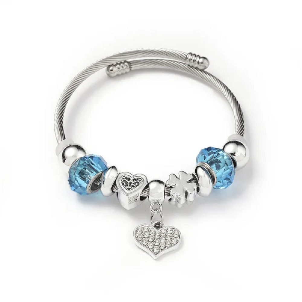 Eyecatcher Armkette Charm-Armband mit blauen Kunststoffperlen günstig online kaufen