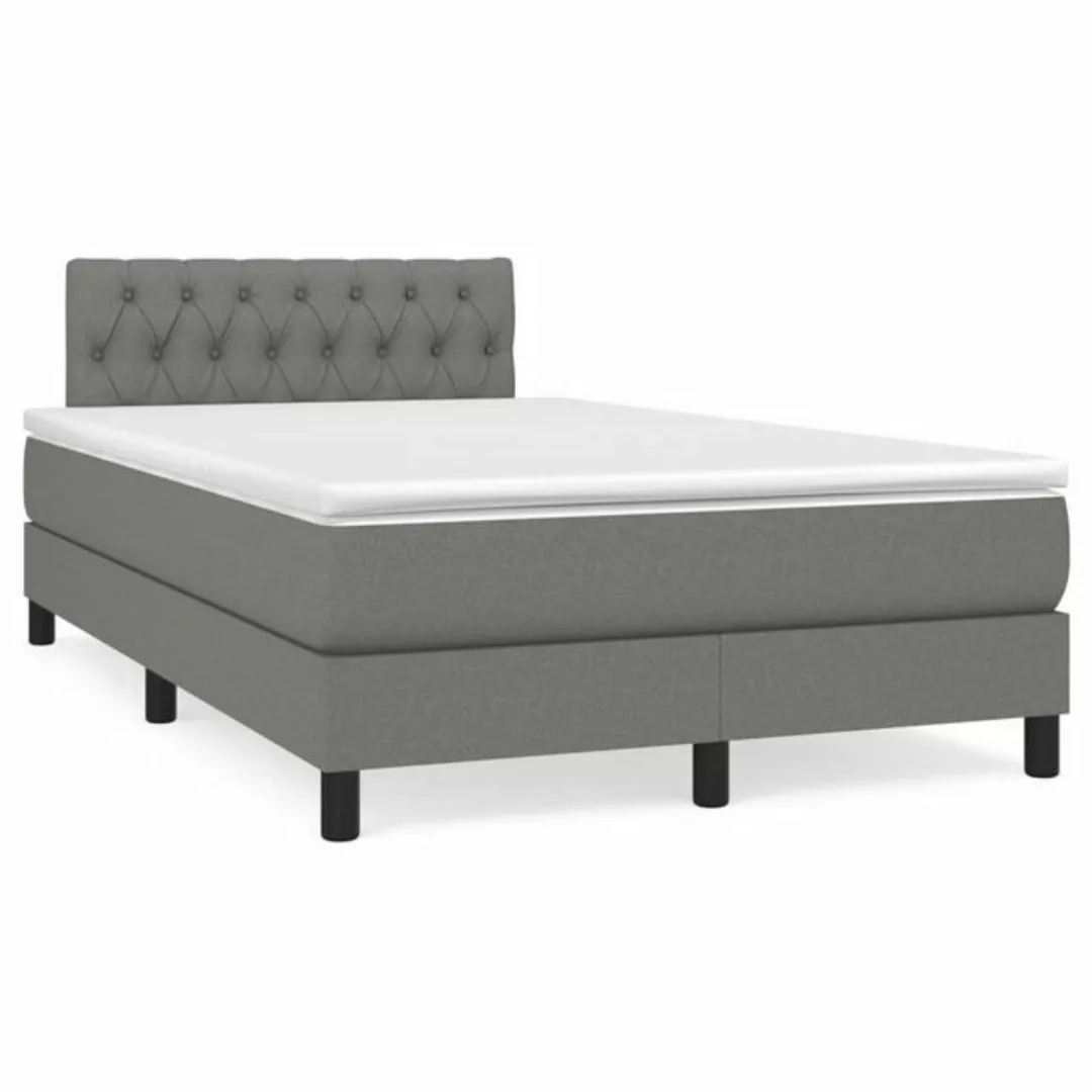 vidaXL Boxspringbett Boxspringbett mit Matratze Dunkelgrau 120x200 cm Stoff günstig online kaufen