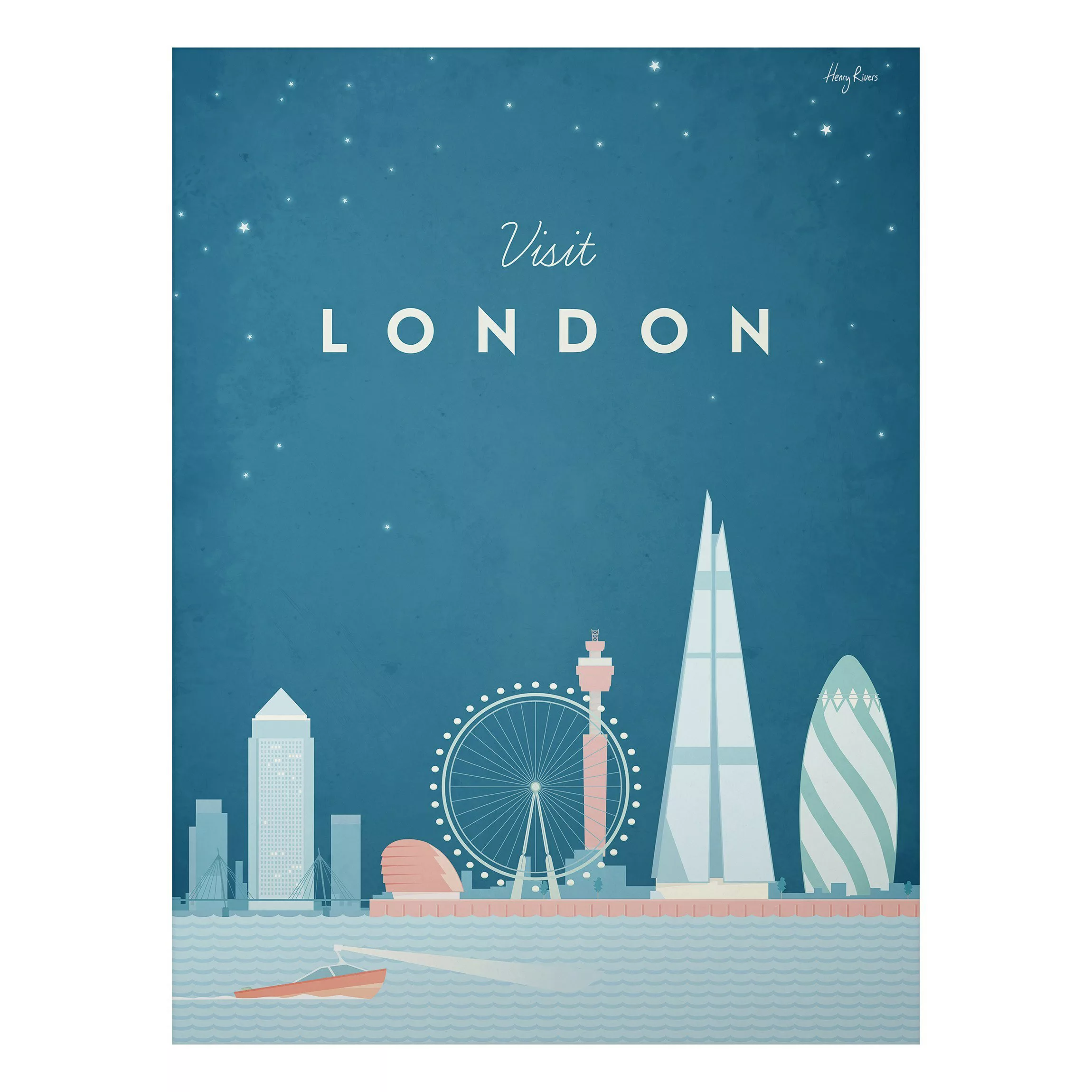 Alu-Dibond Bild Kunstdruck - Hochformat 3:4 Reiseposter - London günstig online kaufen