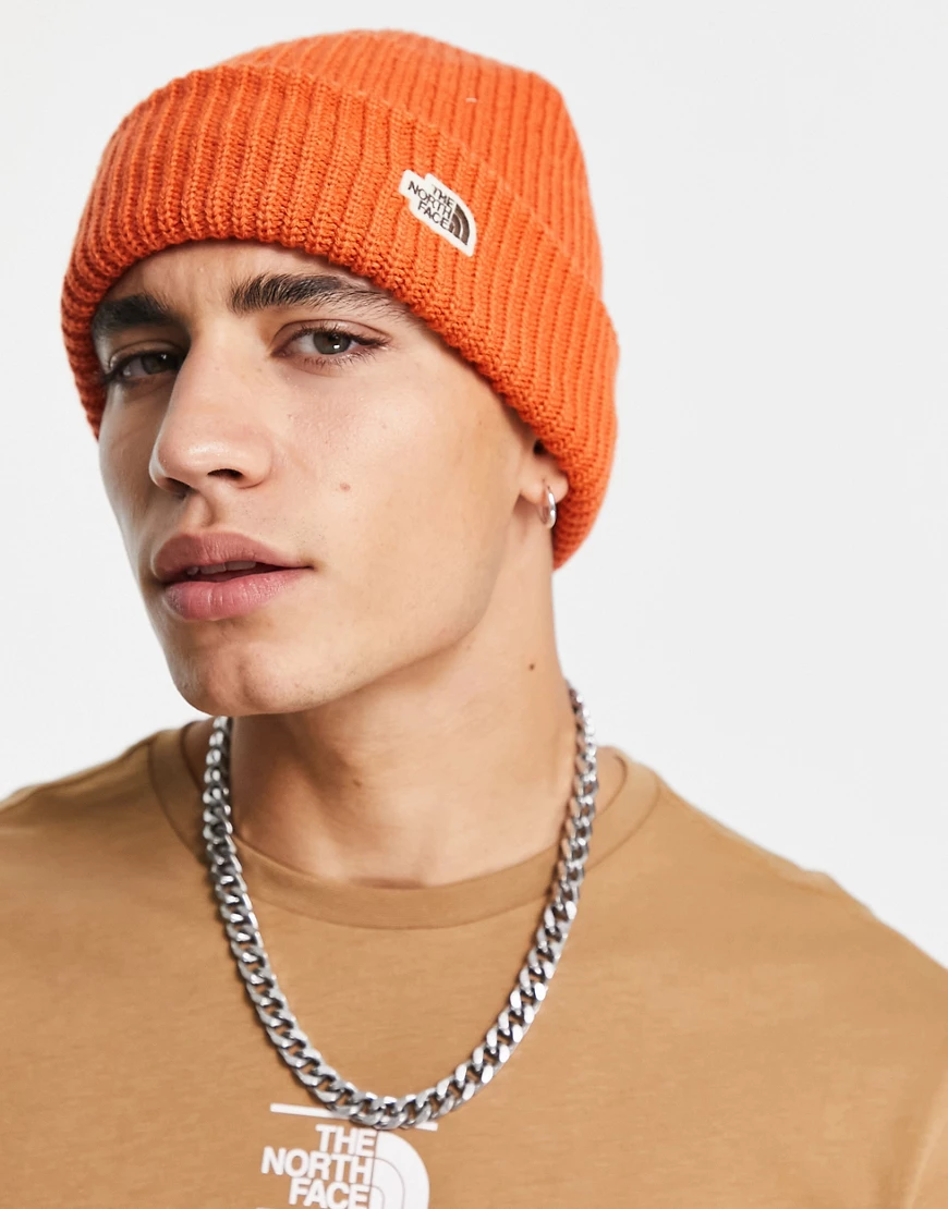 The North Face – Salty Dog – Strickmütze in Orange-Grün günstig online kaufen