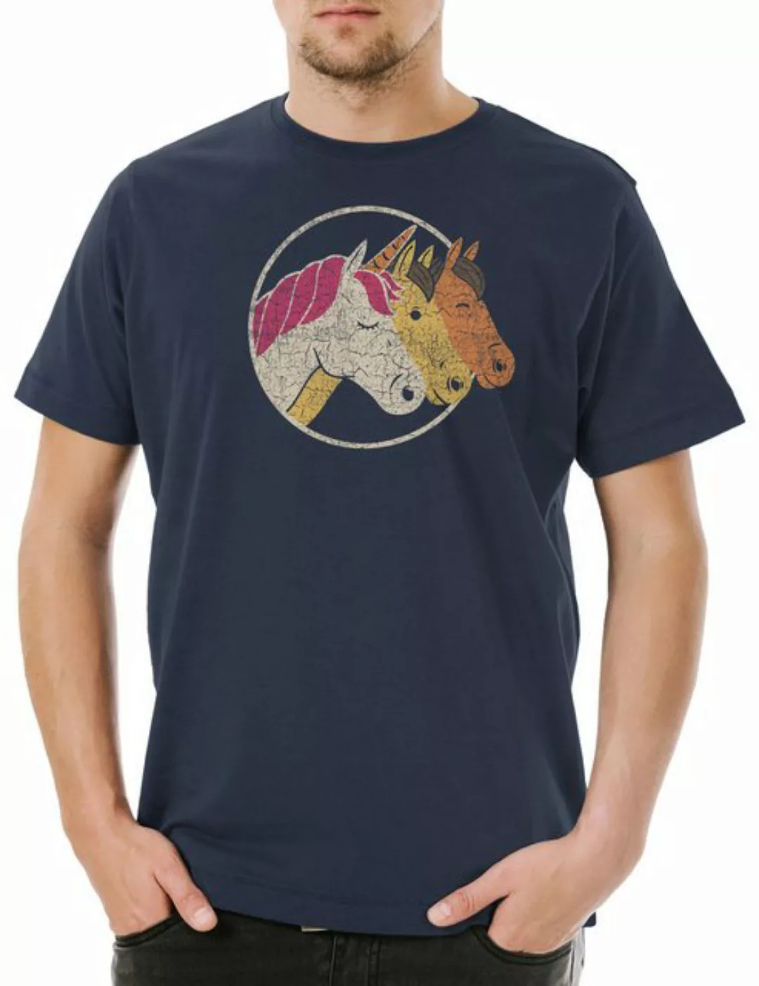 Urban Backwoods Print-Shirt Unicorn & Horses Herren T-Shirt Einhorn Regenbo günstig online kaufen