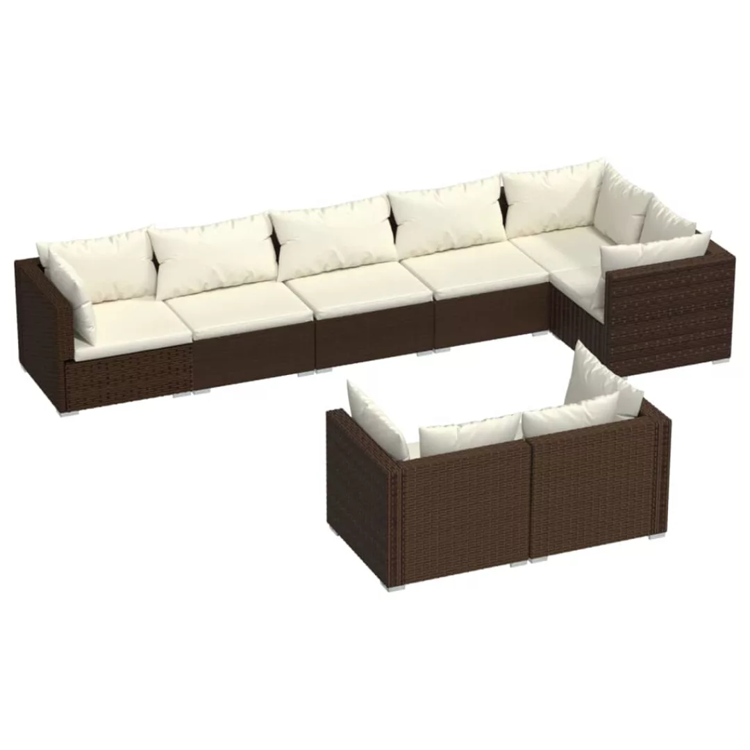 Vidaxl 8-tlg. Garten-lounge-set Mit Kissen Braun Poly Rattan günstig online kaufen