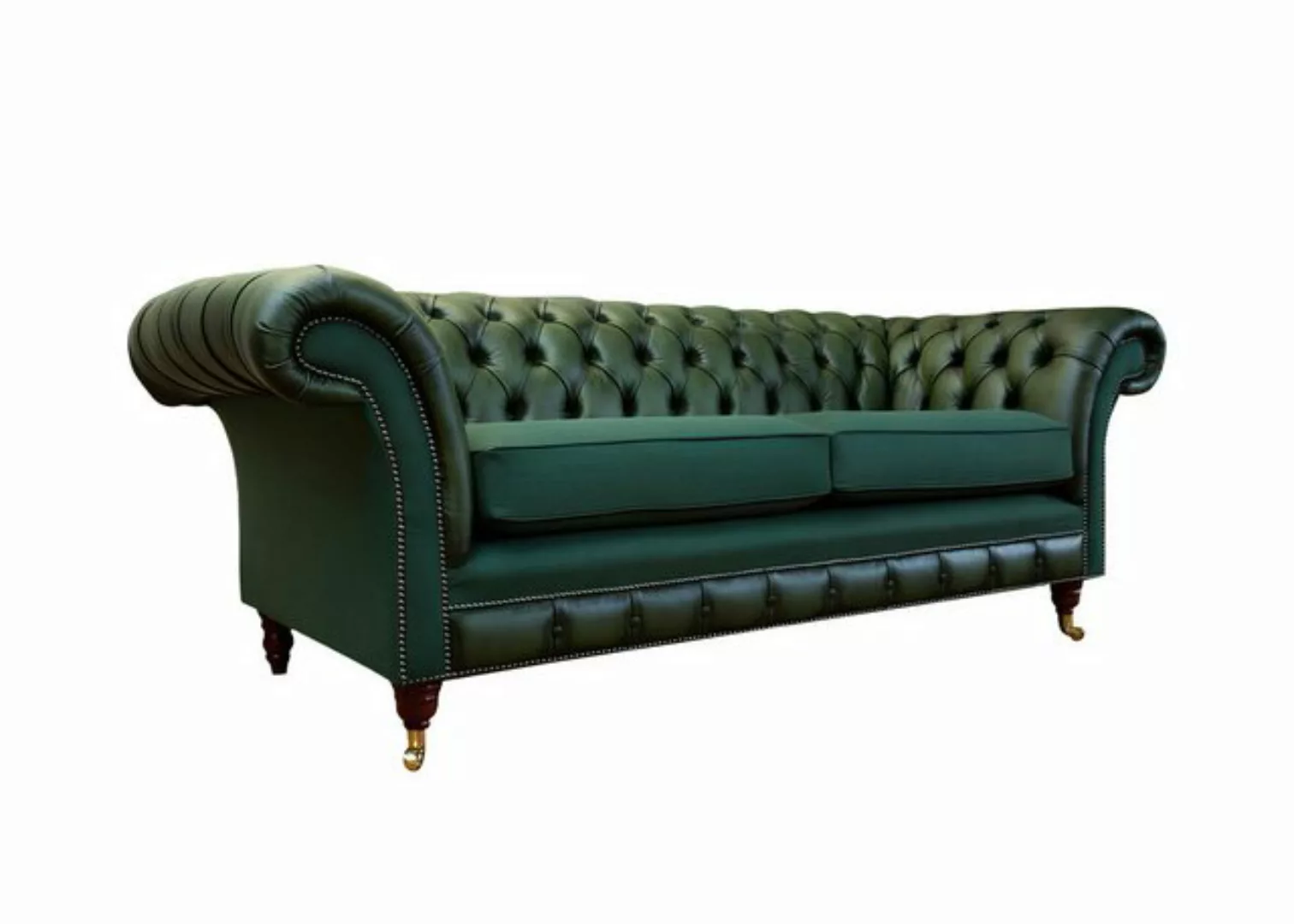 Xlmoebel Sofa Chesterfield Dreisitzer Ledergrünes Modernes Design-Sofa Neu günstig online kaufen