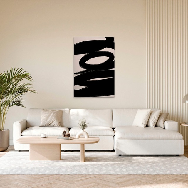 A.S. Création Leinwandbild "Brushstroke 1 - Wandbild Creme Schwarz Keilrahm günstig online kaufen