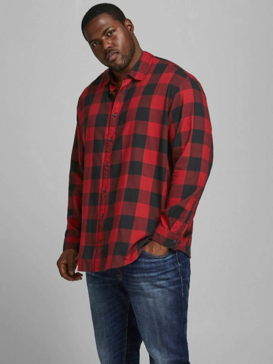 Jack & Jones Herren Freizeit Hemd JJEGINGHAM Comfort Fit Plussize günstig online kaufen