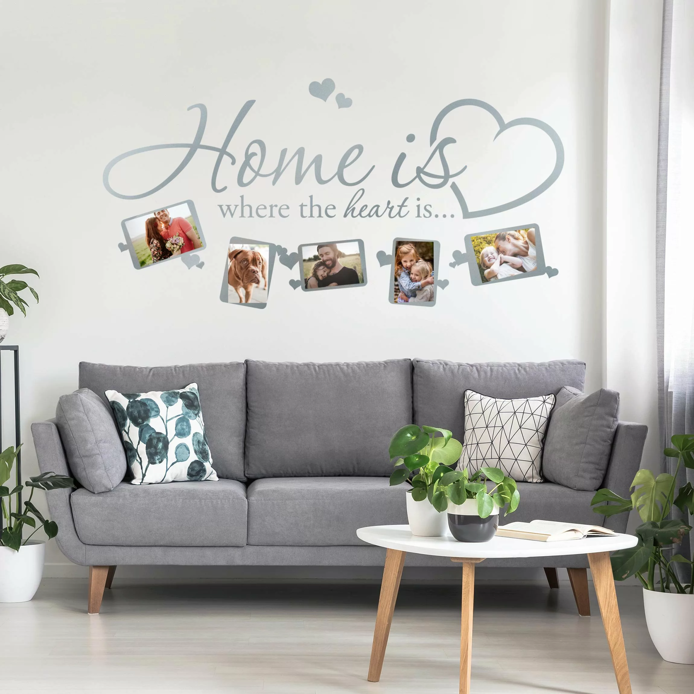 Wandtattoo Spruch Home is where the heart is - Bilderrahmen günstig online kaufen