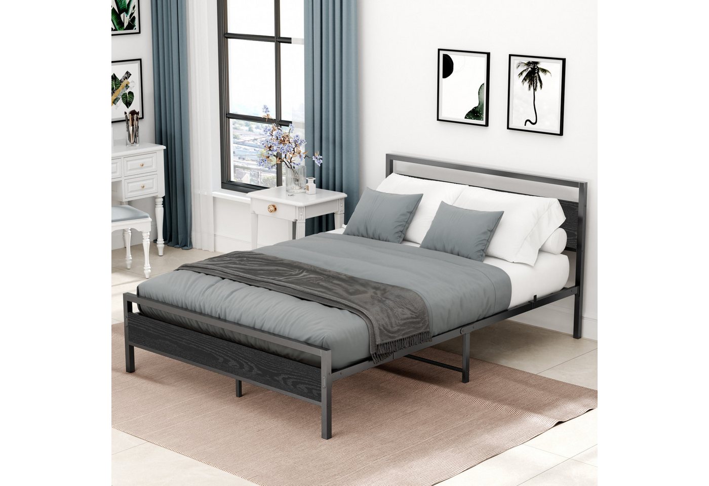 WISHDOR Metallbett Einzelbett Jugendbett (140x200cm ohne Matratze), mit Lat günstig online kaufen