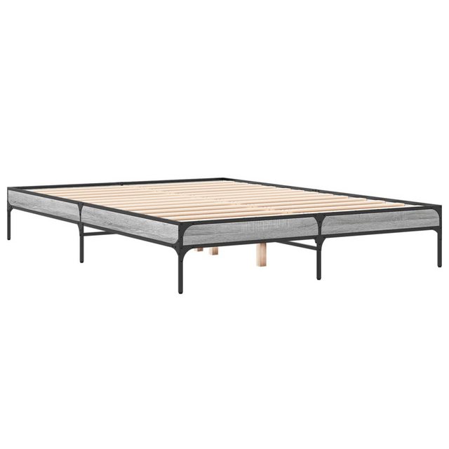 vidaXL Bett Bettgestell Grau Sonoma 140x200 cm Holzwerkstoff und Metall günstig online kaufen