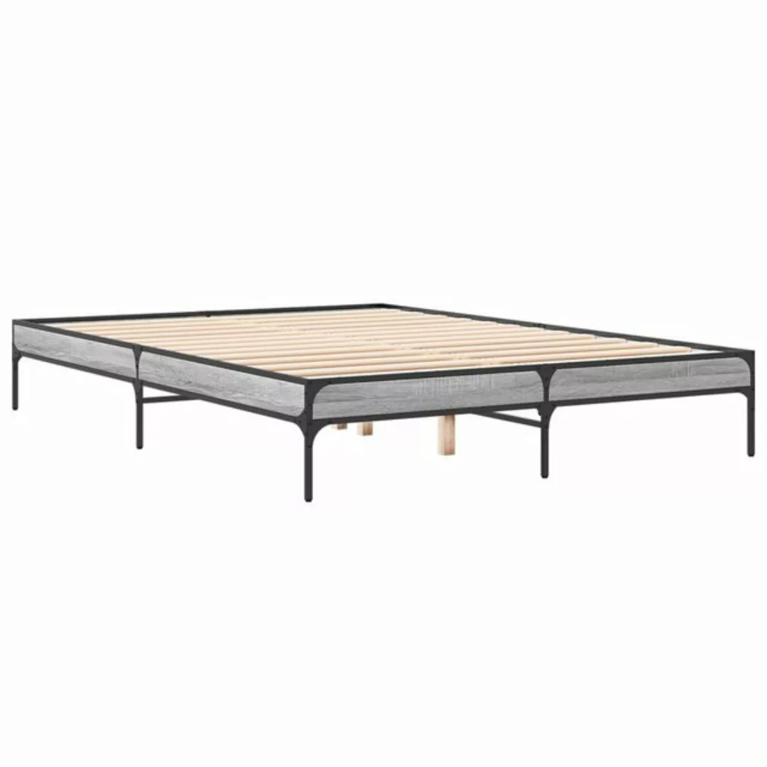 vidaXL Bett Bettgestell Grau Sonoma 160x200 cm Holzwerkstoff und Metall günstig online kaufen