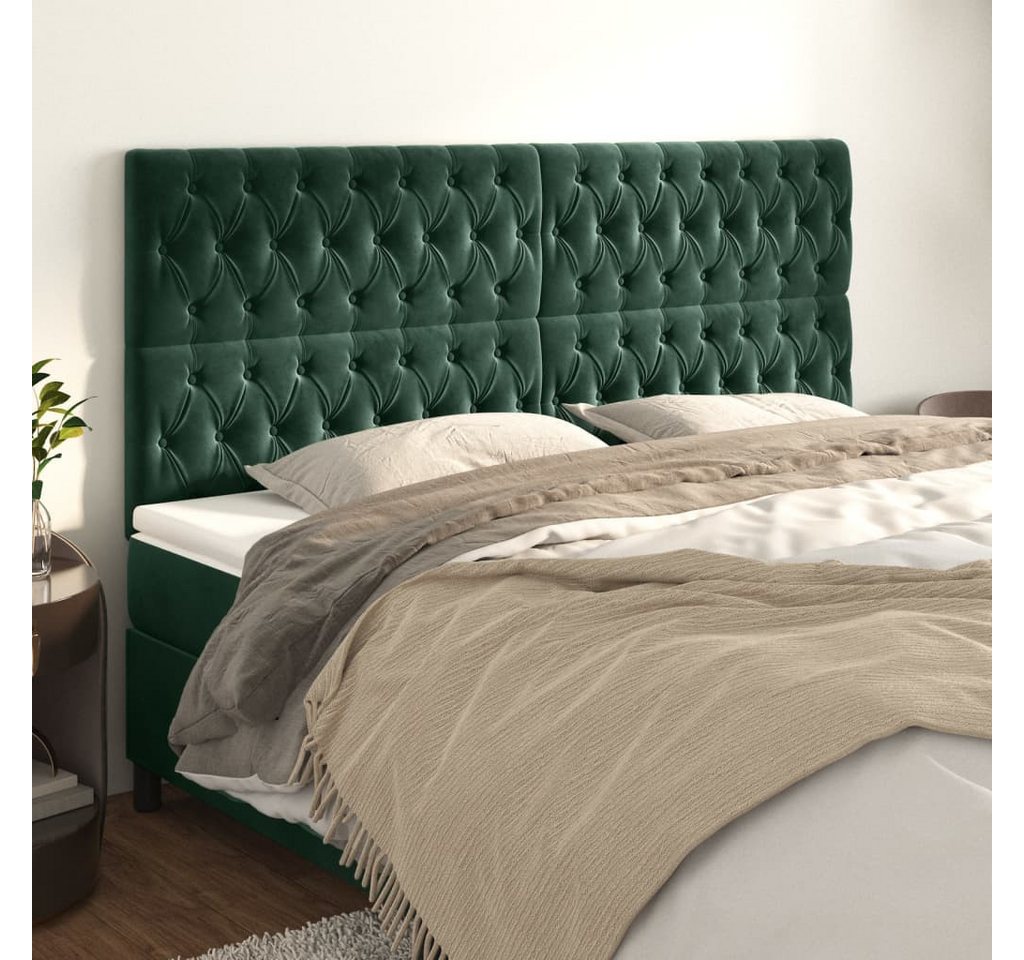 vidaXL Bett, Kopfteile 4 Stk. Dunkelgrün 90x7x78/88 cm Samt günstig online kaufen