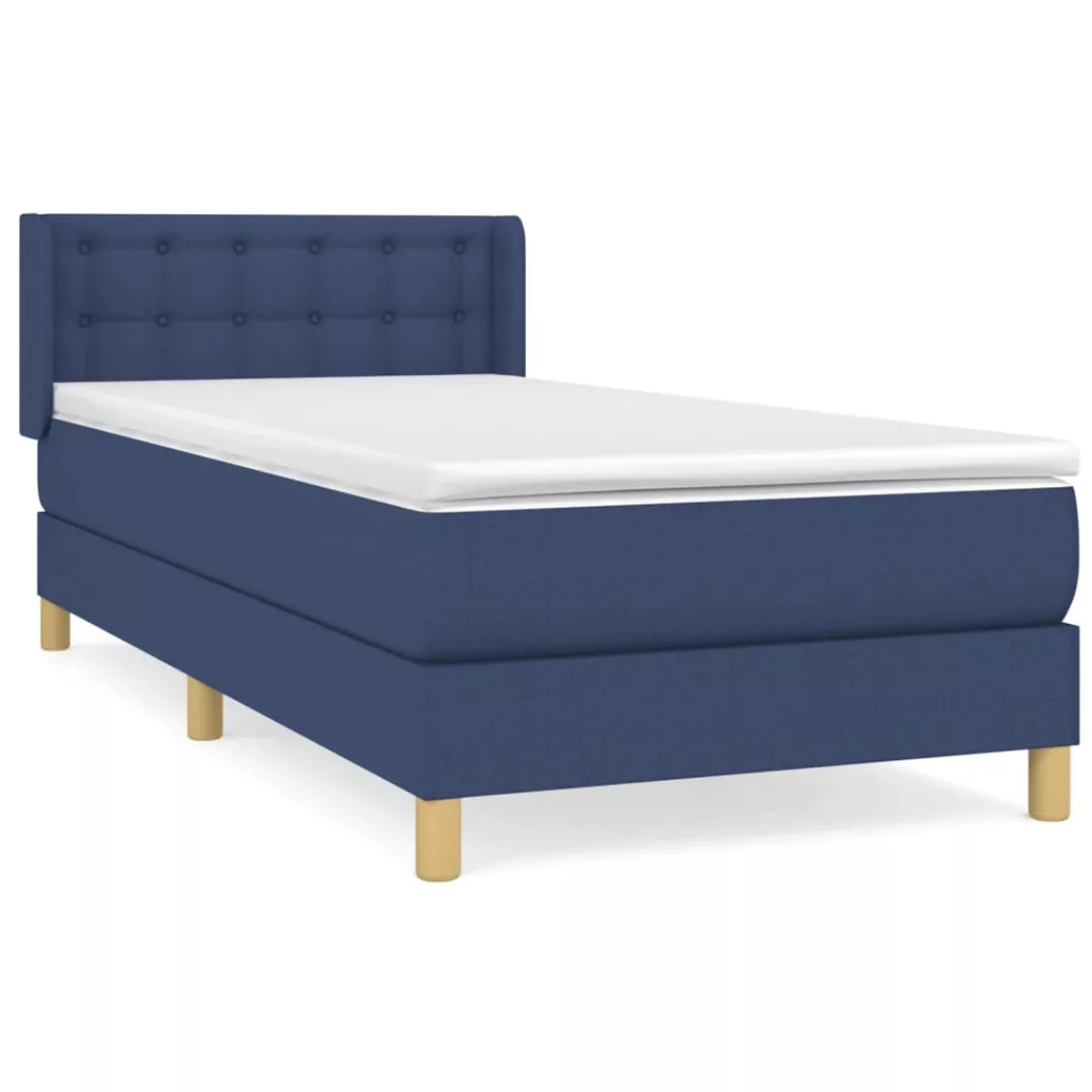 vidaXL Boxspringbett Boxspringbett mit Matratze Blau 90x200 cm Stoff Bett B günstig online kaufen