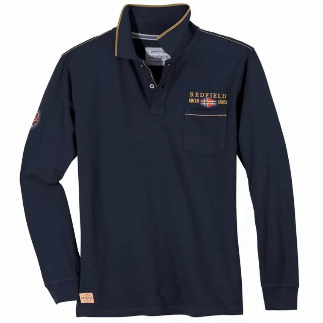 redfield Langarm-Poloshirt Große Größen Herren Langarm-Poloshirt navy Green günstig online kaufen