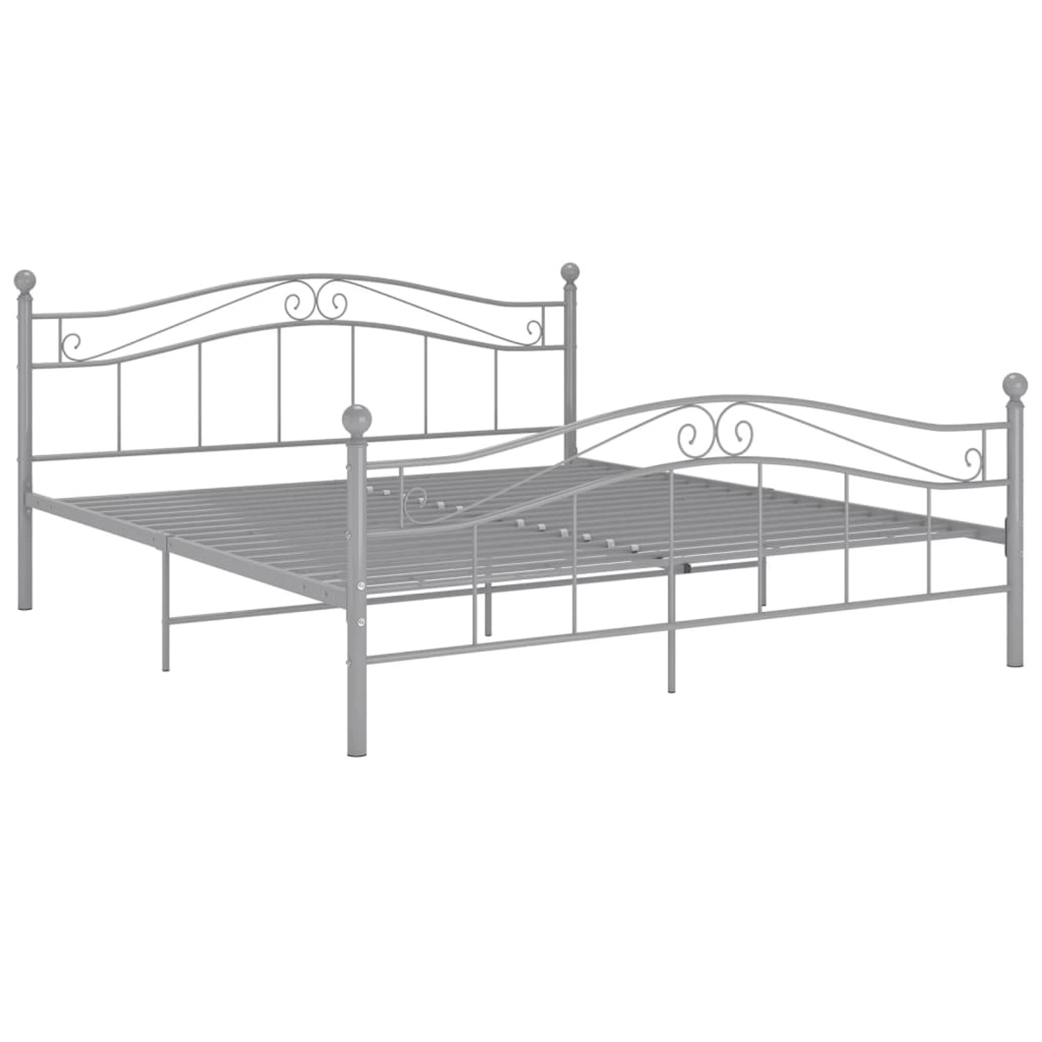 vidaXL Bettgestell Bett Grau Metall 200x200 cm Bettrahmen Bettgestell günstig online kaufen