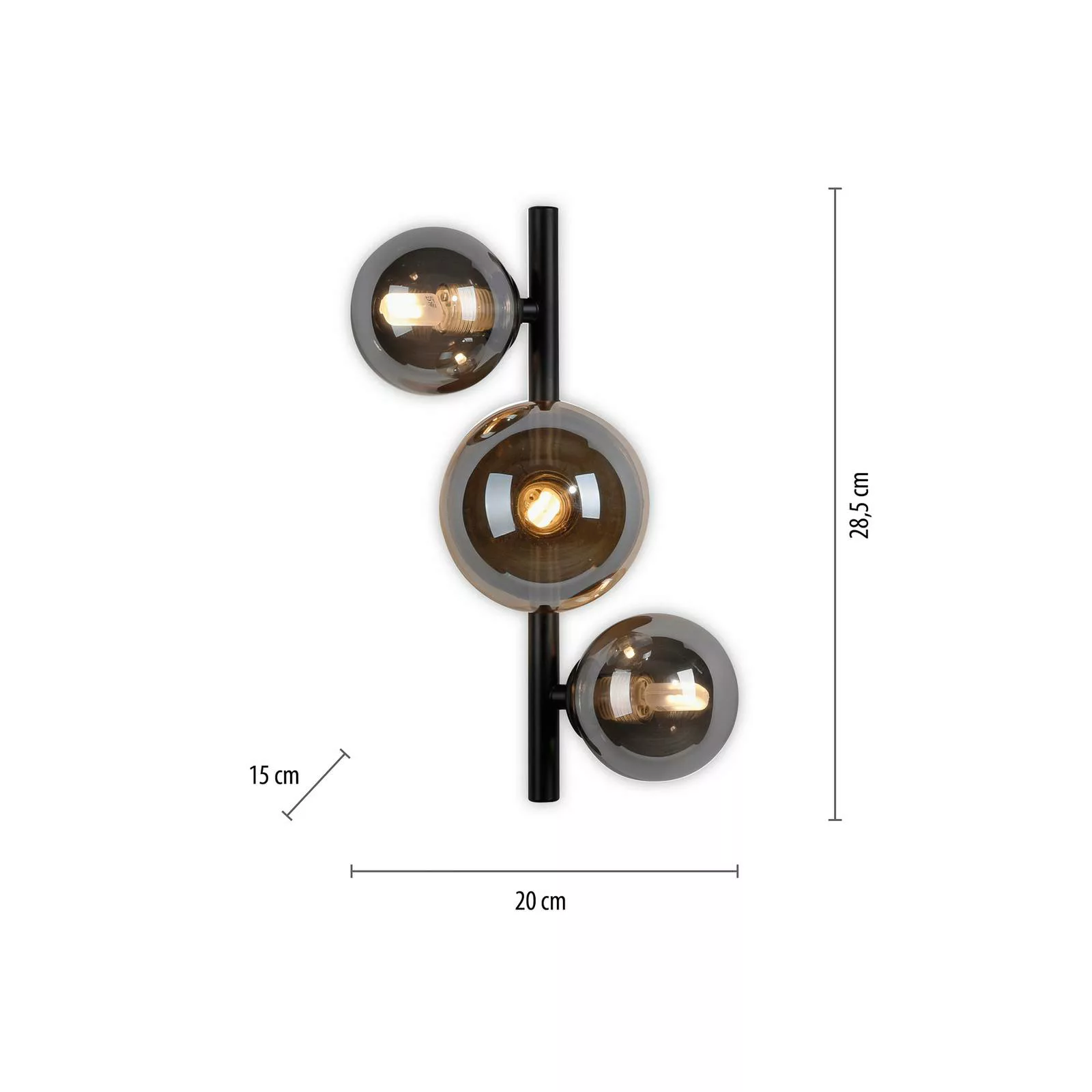 LED Wandleuchte Popsicle in Schwarz-transparent und Gold 3x 3W 900lm G9 3-f günstig online kaufen