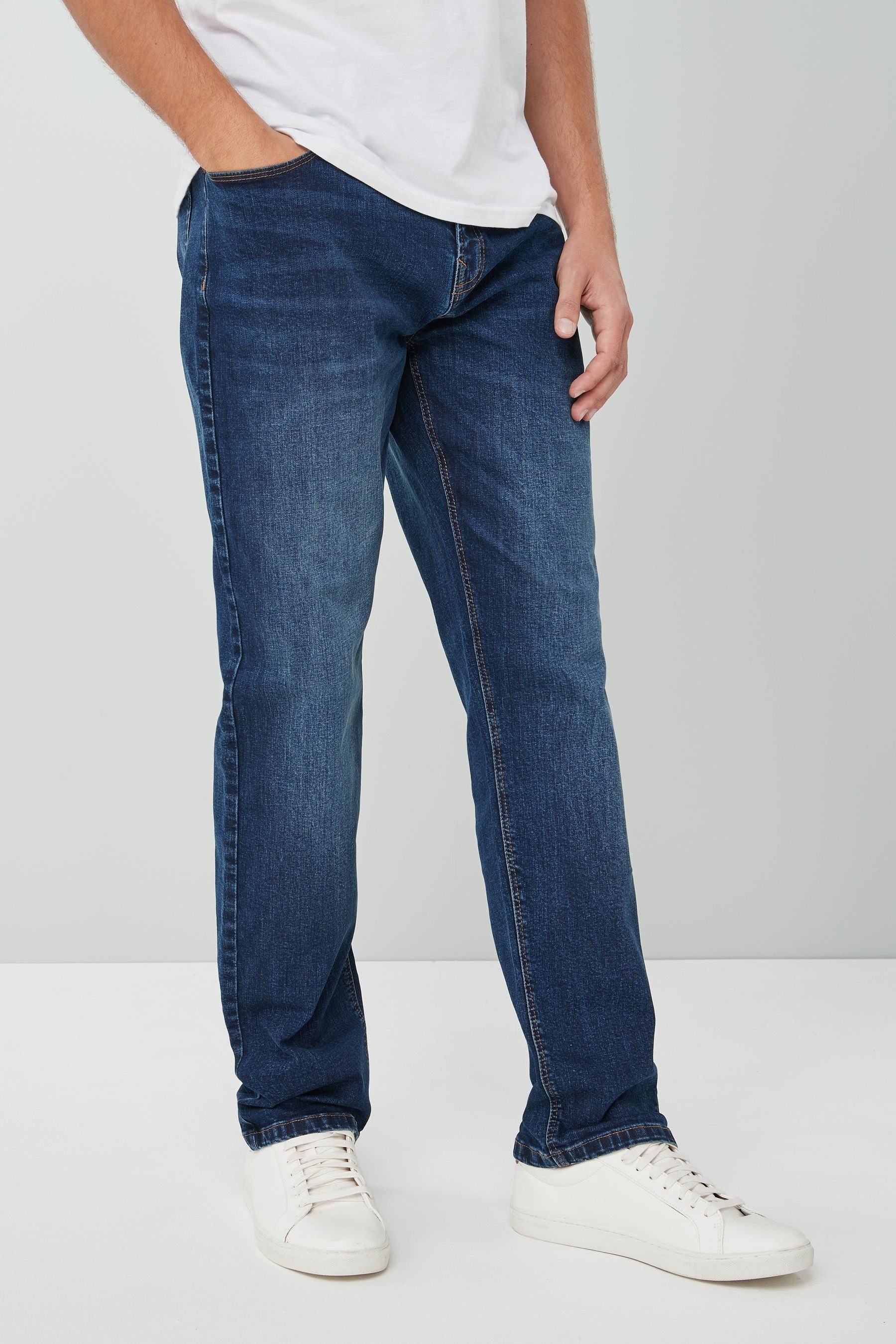 Next Straight-Jeans Straight-Fit Stretch-Jeans mit Gürtel günstig online kaufen