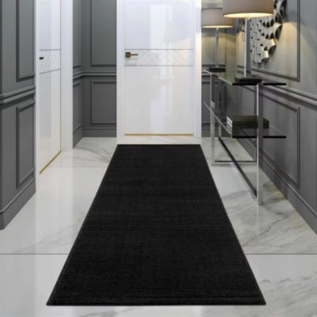 carpet city® Teppich Kurzflor Einfarbig Streifen-Optik - Graphit - Hochtief günstig online kaufen