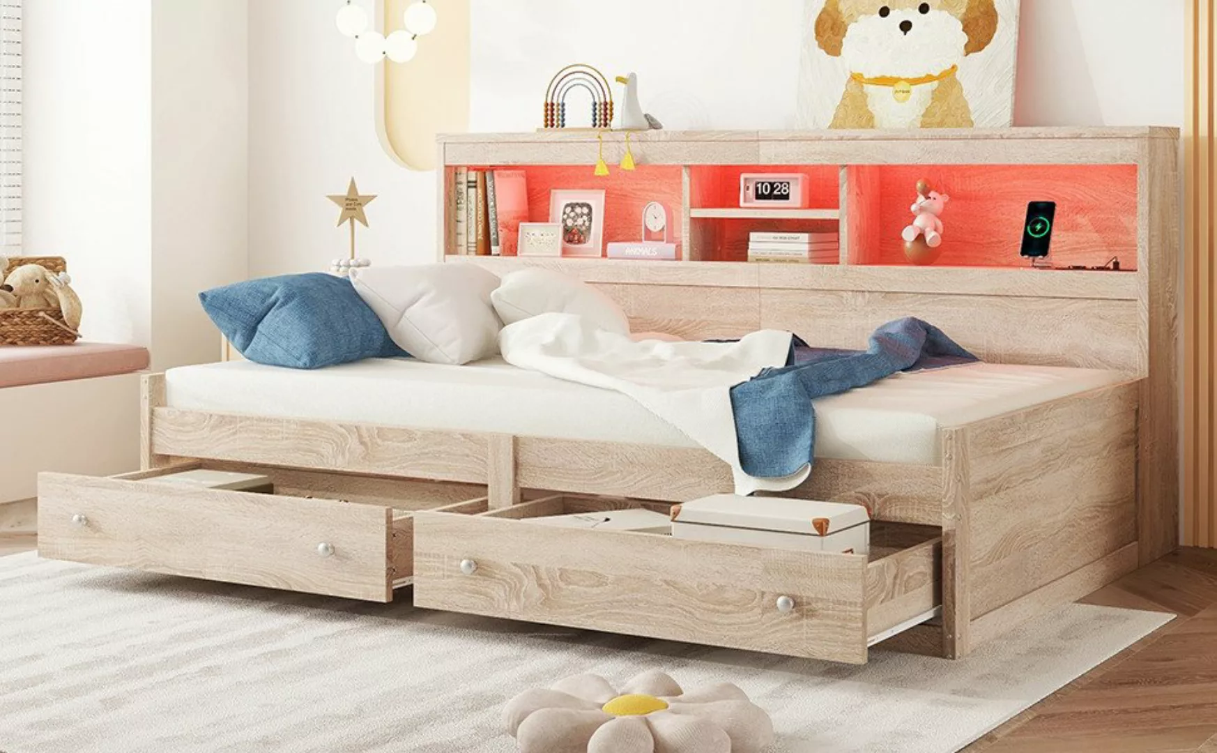 WISHDOR Kinderbett Stauraumbett Schlafsofa Tagesbett Daybett Einzelbett Gäs günstig online kaufen