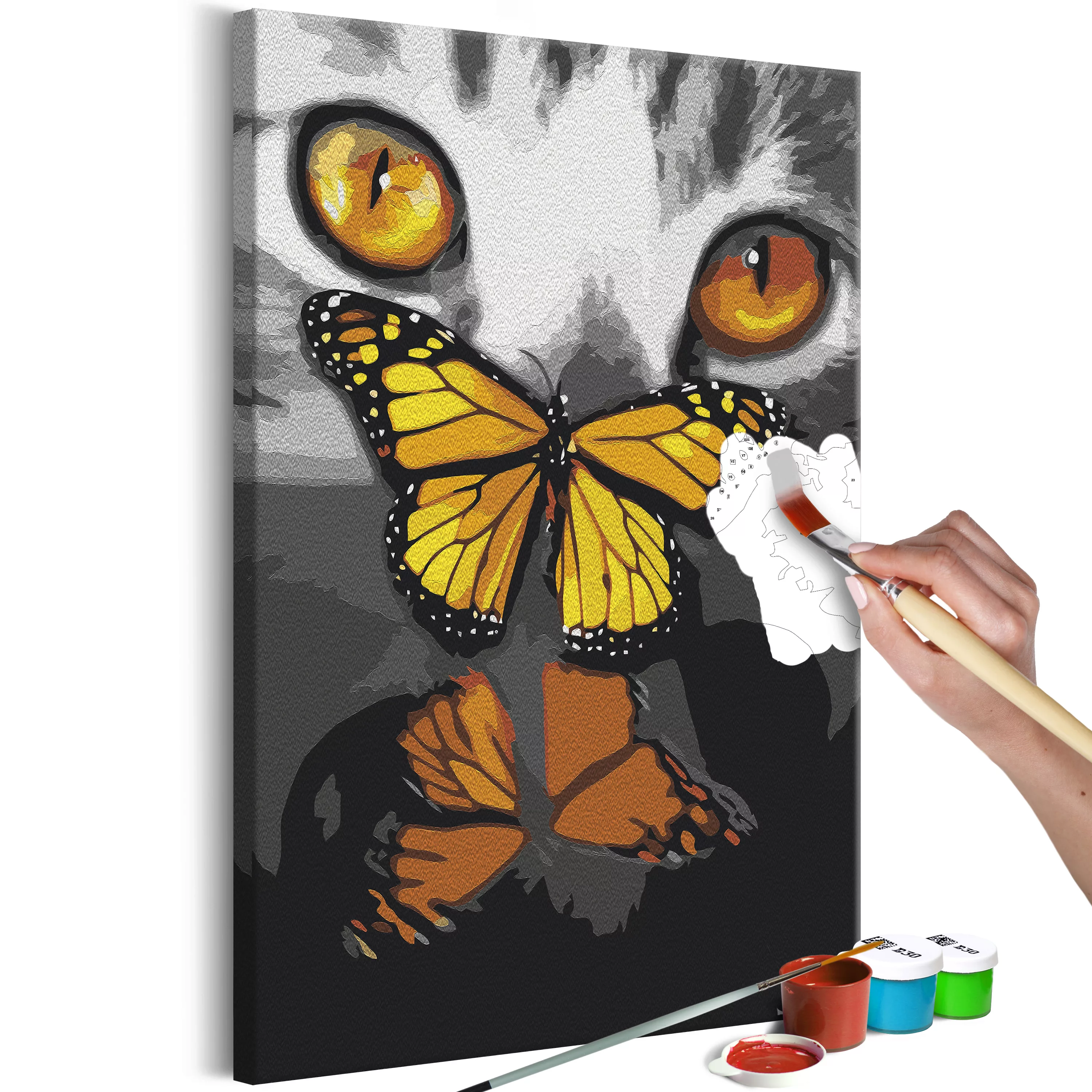 Malen Nach Zahlen - Kitten And Butterfly günstig online kaufen