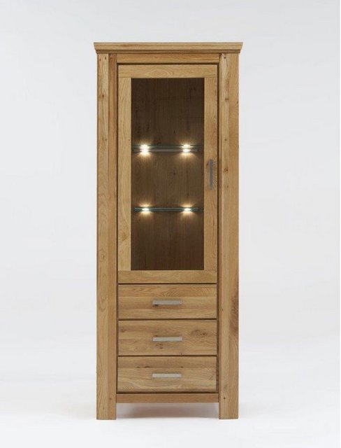 expendio Vitrine Viterbo Wildeiche 83x210x47 cm vormontiert mit Beleuchtung günstig online kaufen