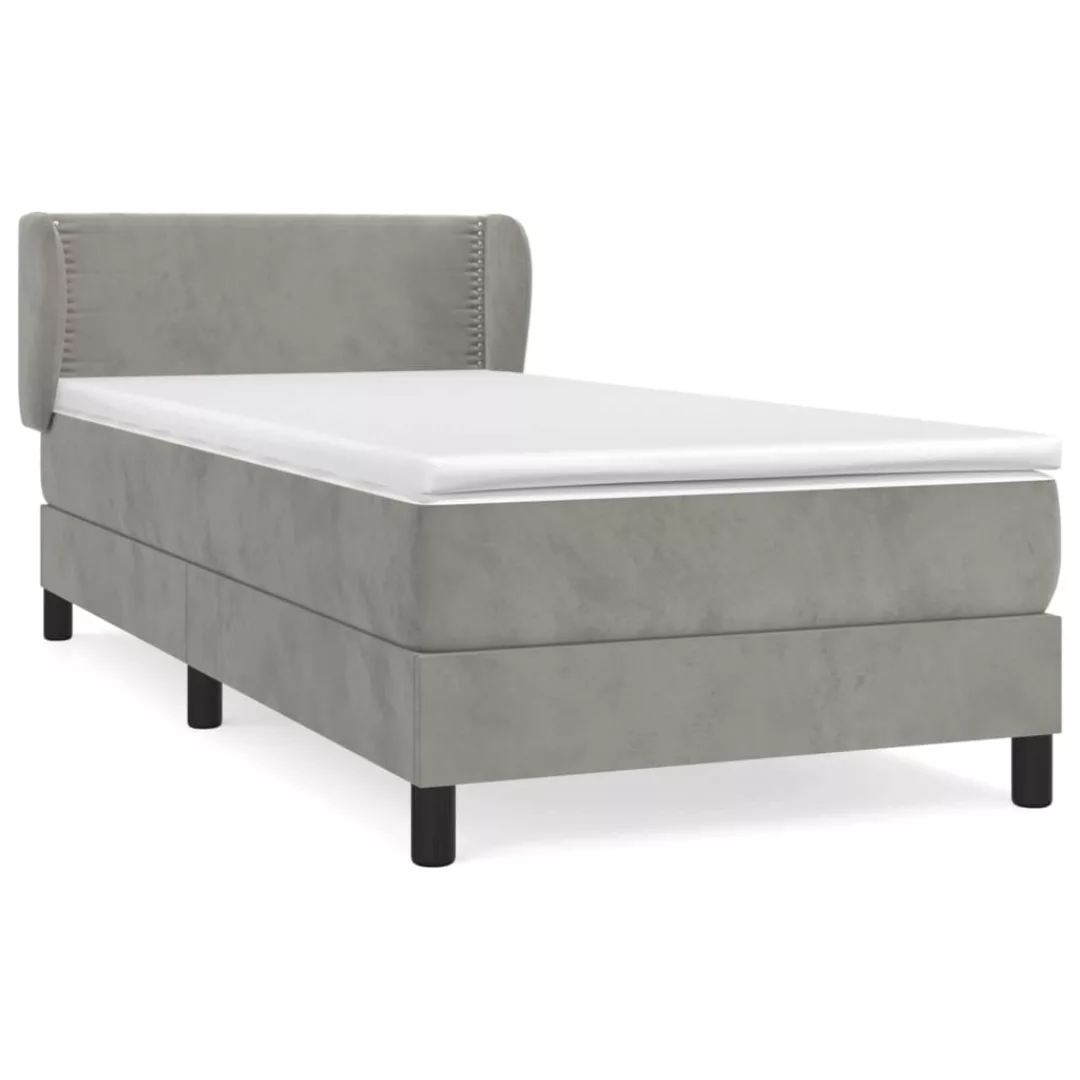 Vidaxl Boxspringbett Mit Matratze Hellgrau 90x200 Cm Samt günstig online kaufen