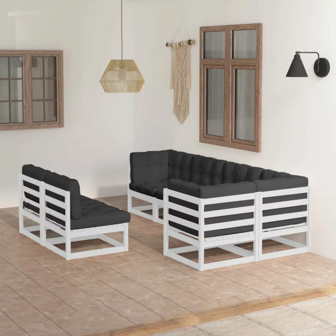 7-tlg. Garten-lounge-set Mit Kissen Kiefer Massivholz günstig online kaufen