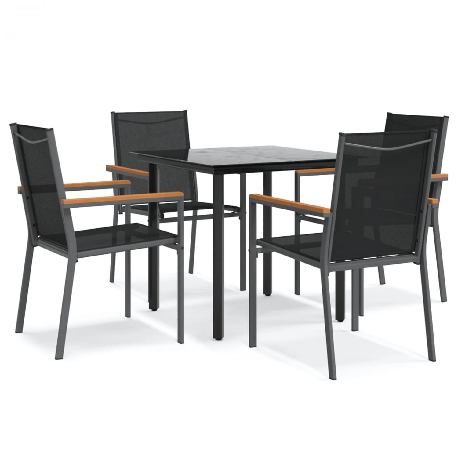 vidaXL 5-Tlg Garten-Essgruppe Schwarz Textilene und Stahl 3187042 günstig online kaufen