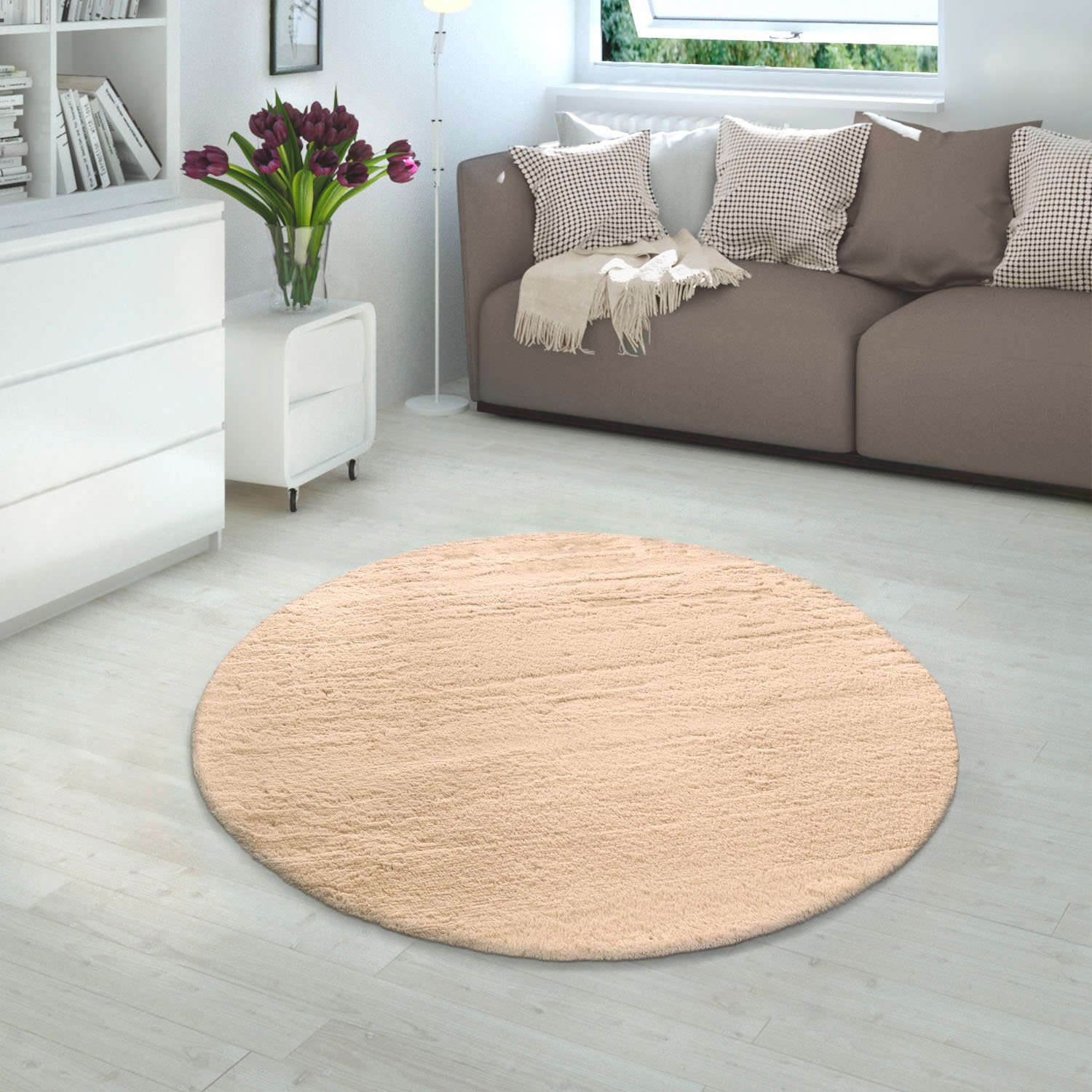 Paco Home Fellteppich »Rabbit 780«, rund, 26 mm Höhe, Kunstfell, Kaninchenf günstig online kaufen