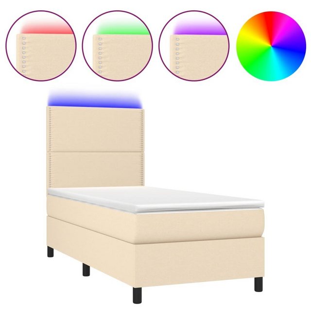 vidaXL Boxspringbett Boxspringbett mit Matratze LED Creme 80x200 cm Stoff B günstig online kaufen