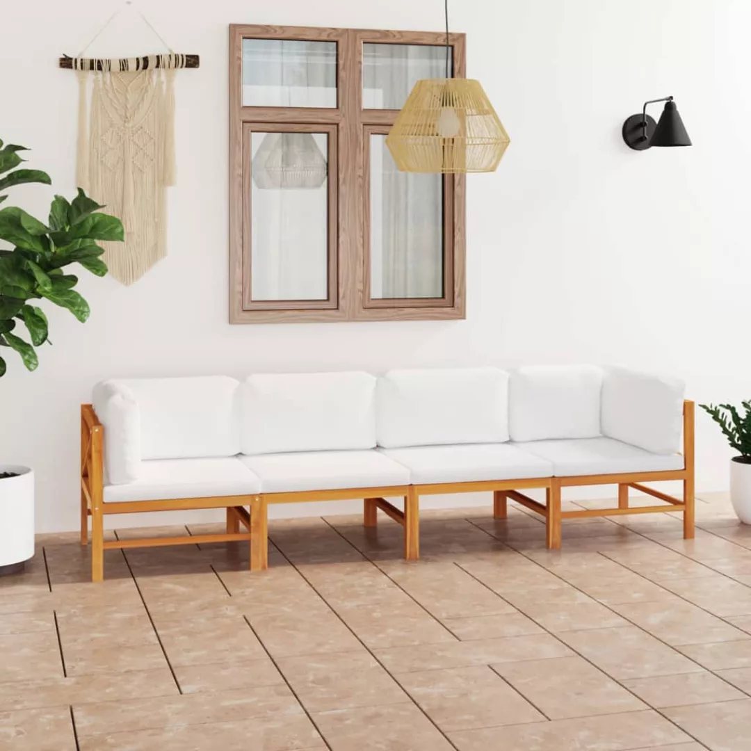 4-sitzer-gartensofa Mit Creme Kissen Massivholz Teak günstig online kaufen