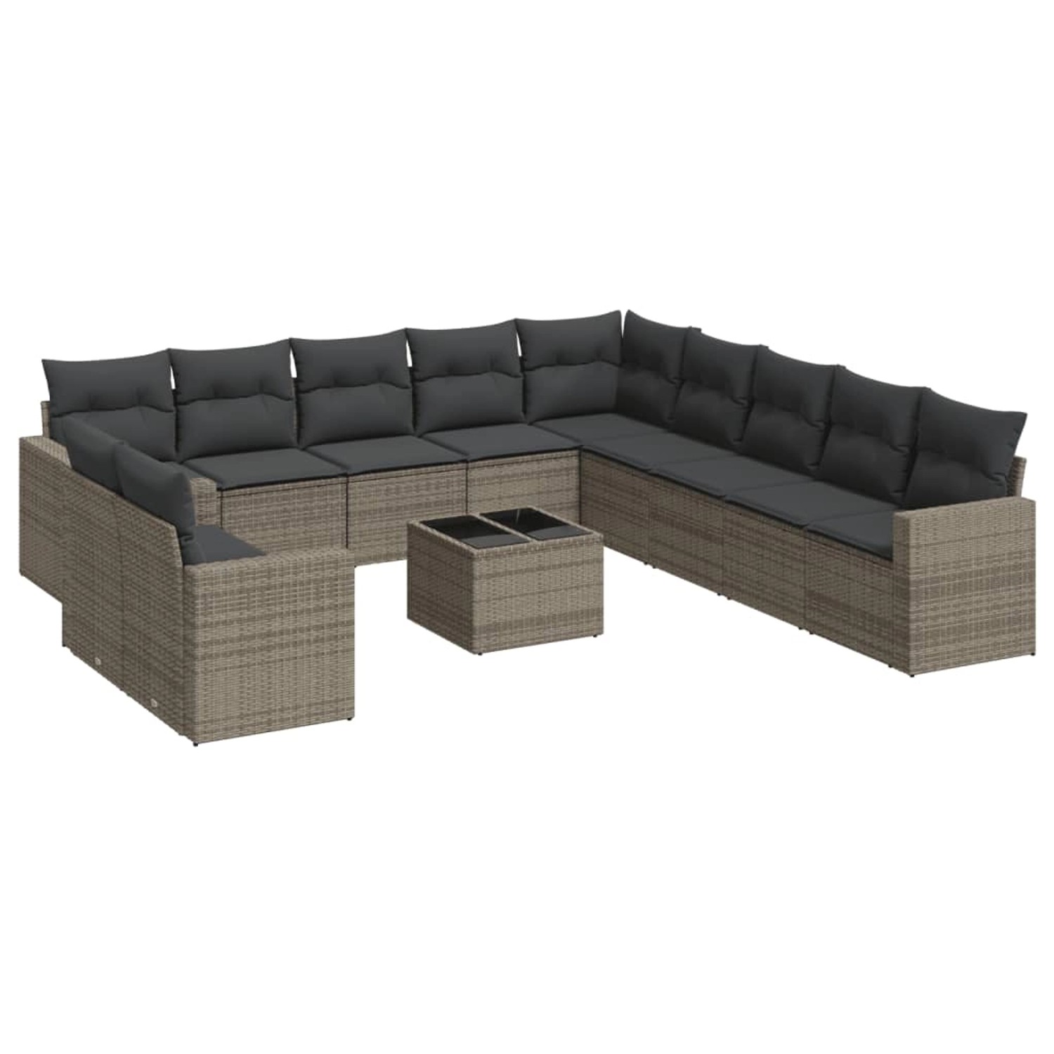 vidaXL 12-Tlg Garten-Sofagarnitur mit Kissen Grau Poly Rattan 3219190 günstig online kaufen