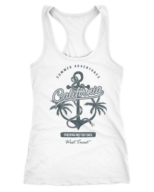 Tanktop Damen Tank-Top Anker Palmen Anchor Palms Racerback Baumwolle Slim F günstig online kaufen