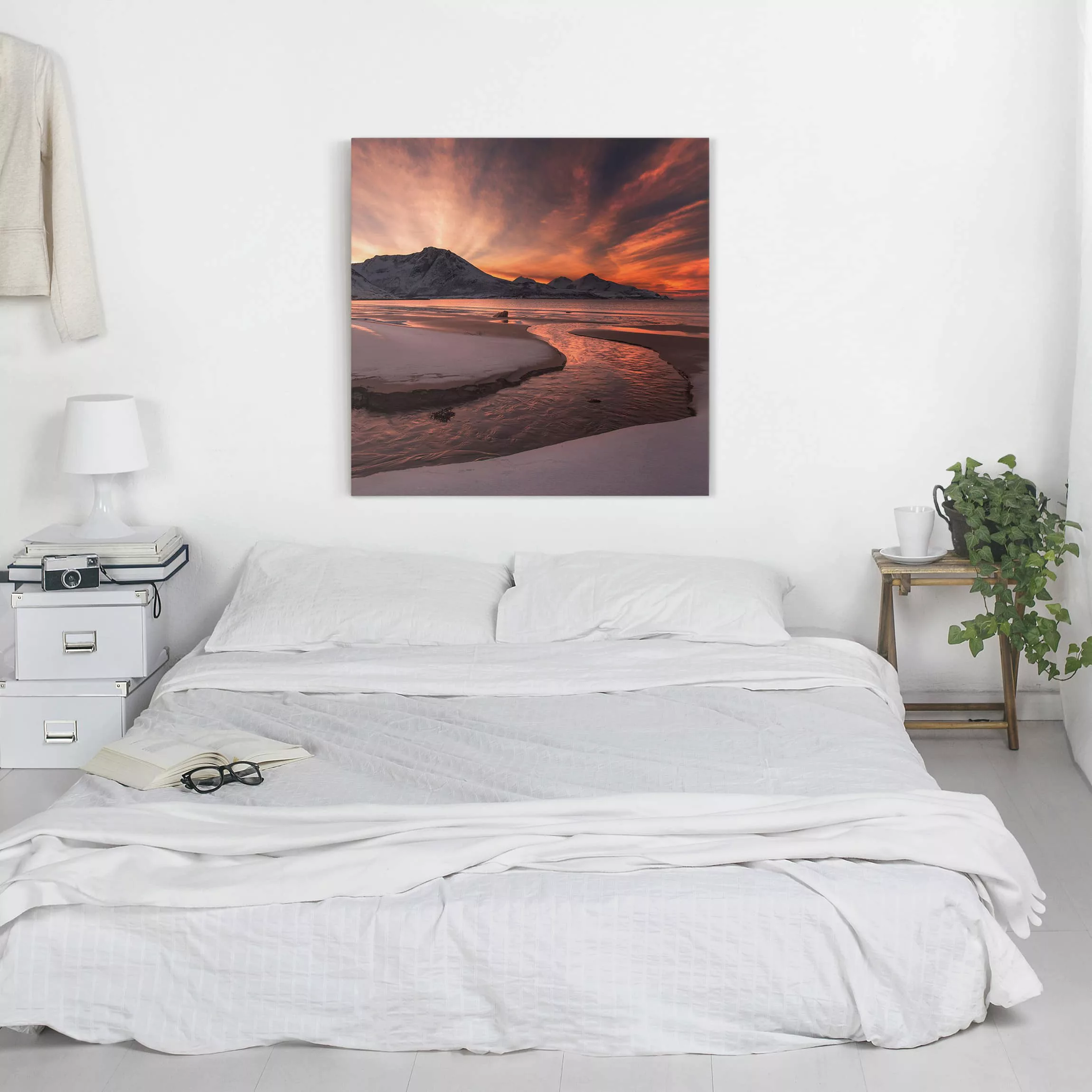 Leinwandbild Berg - Quadrat Goldener Sonnenuntergang günstig online kaufen