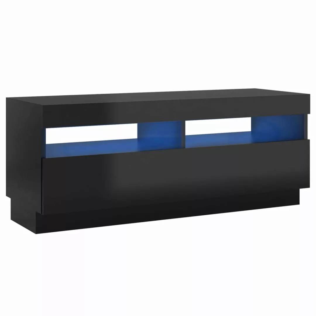 Tv-schrank Mit Led-leuchten Hochglanz-schwarz 100x35x40 Cm günstig online kaufen