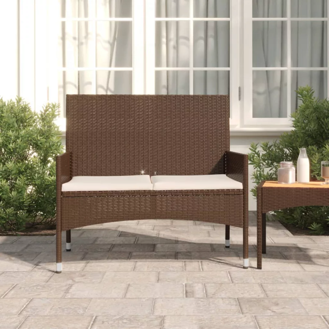 Vidaxl Gartenbank 2-sitzer Mit Kissen Braun Poly Rattan günstig online kaufen